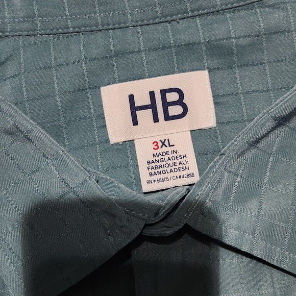 Harbor Bay Adult Short Sleeve Men's Shirt 3XL Polyester Blue Embossed Check - Picture 5 of 9